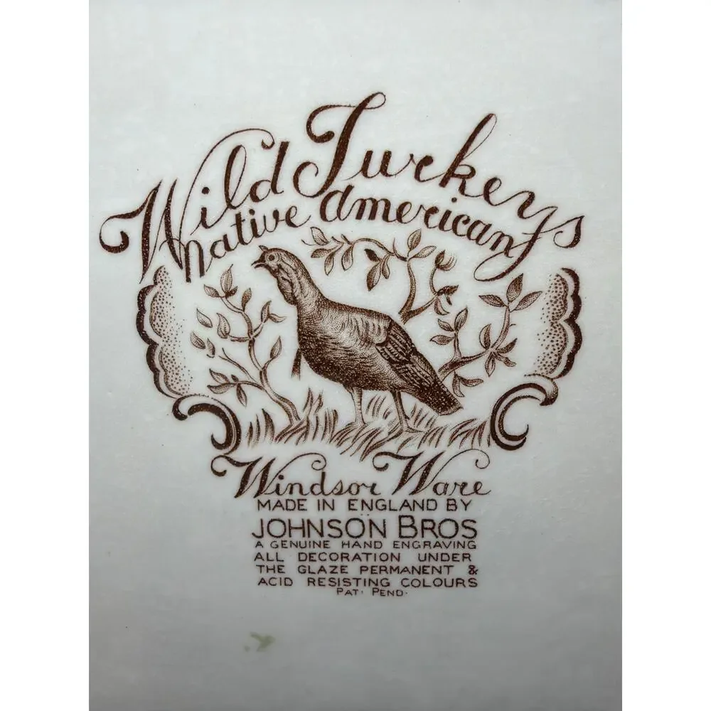 Vintage Johnson Bros Wild Turkeys Native American Turkey Platter Windsor Ware
